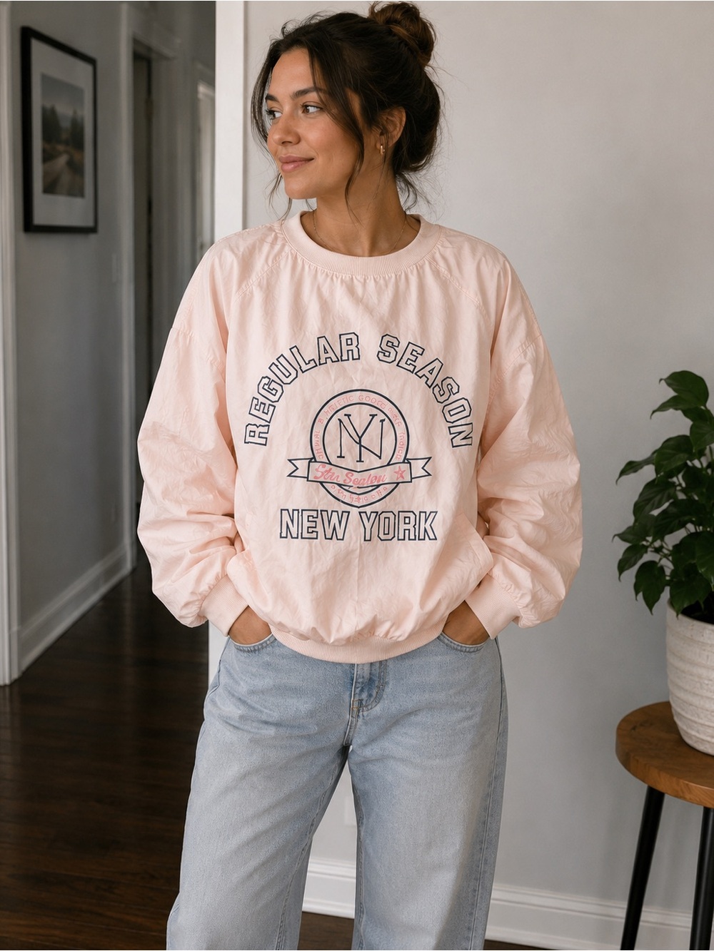 Regular Season New York Crewneck Sweatshirt - Light Pink